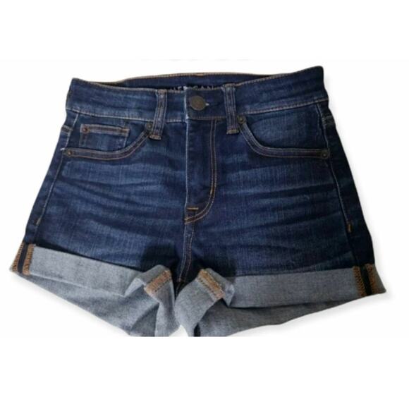 American Eagle Blue Dark Washed Denim Stretch Shorts - Picture 1 of 3